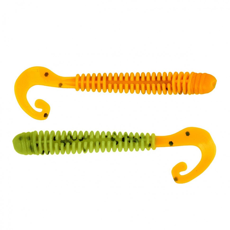 Твистер Helios Credo Long Body 2,95"/7,5 см, цвет Pepper Green & Orange 12 шт HS-9-018 , 